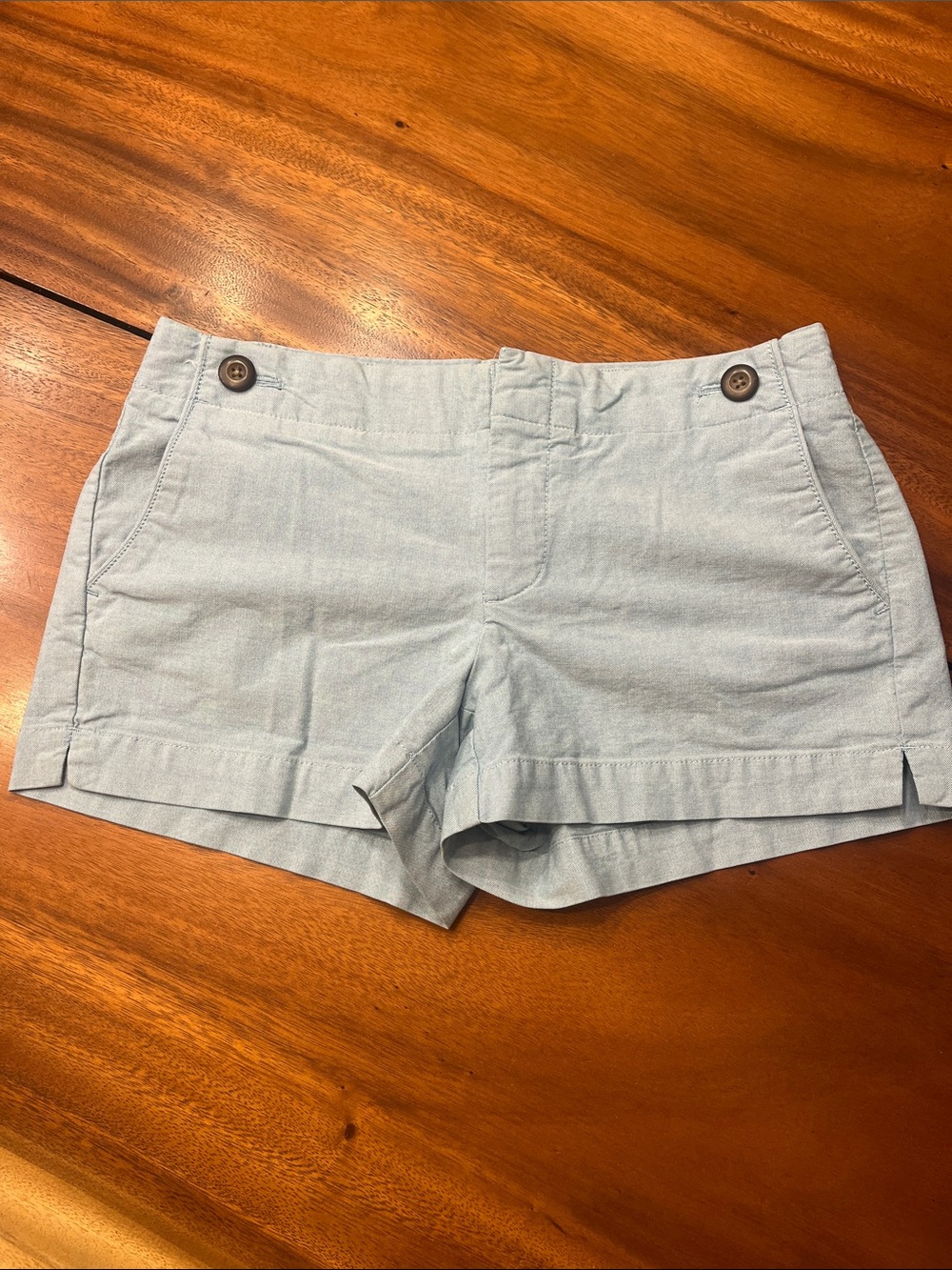 GAP Light Blue Cotton-Blend Women's Shorts with Button Detail